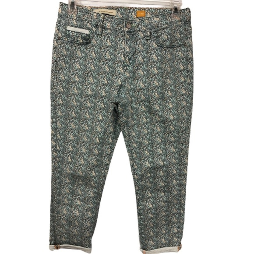 Anthropologie PILCRO FLORAL DENIM CAPRIS 29